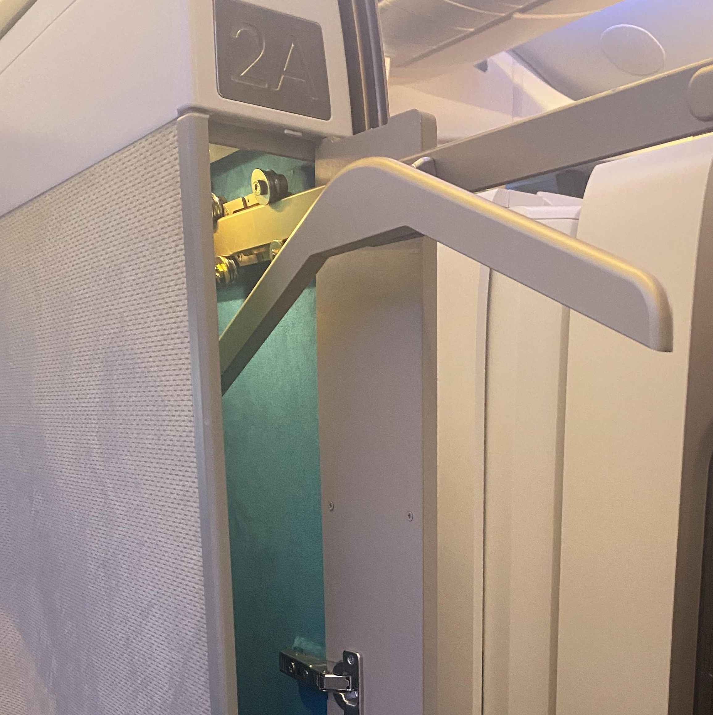 This is the seat door in First and a clever use of hanging space.